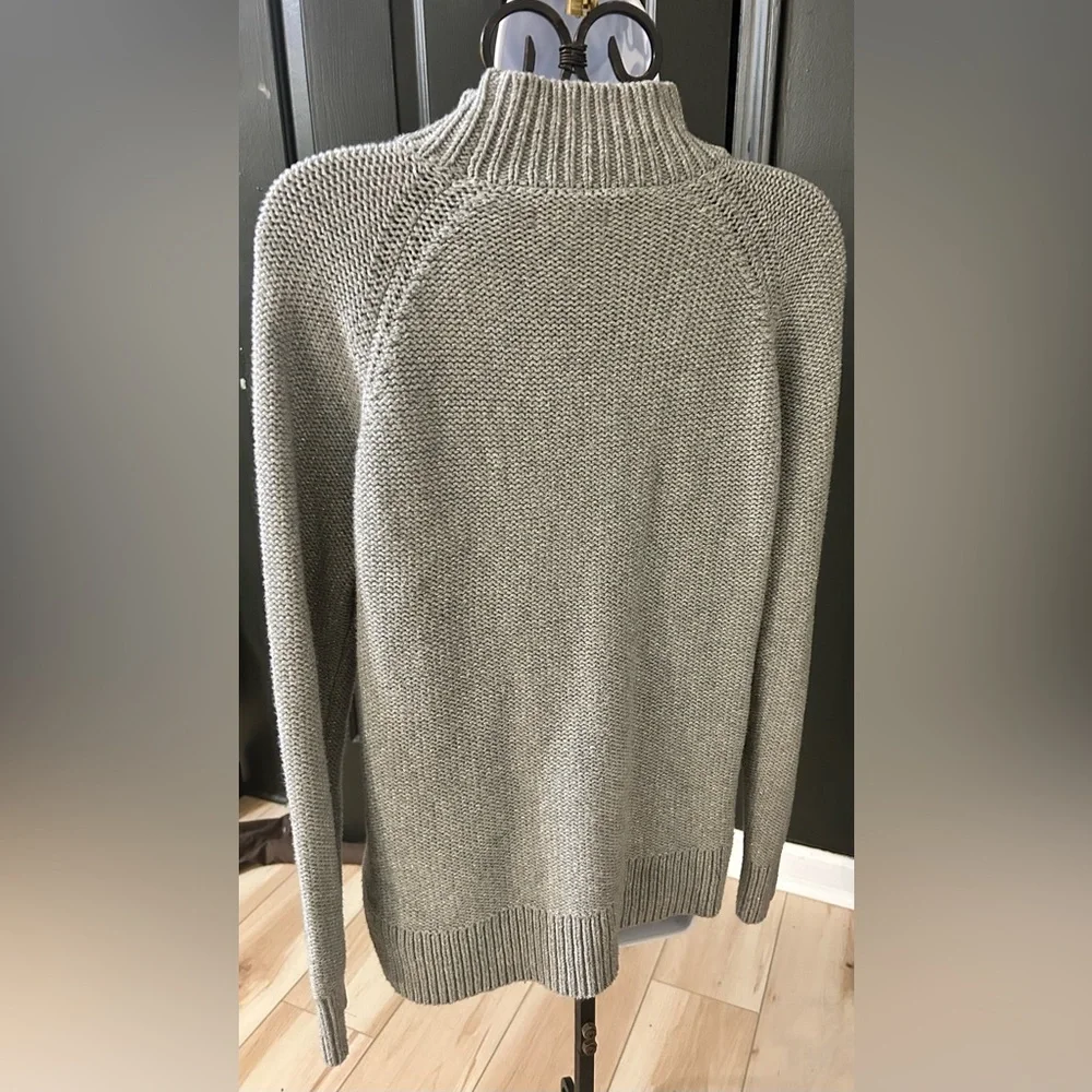 Chaps Gray sparkly Heavy Thick cable knit sweater women’s size large - Picture 6 of 9